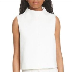 Tibi White Sleeveless Mock Neck Tank Top